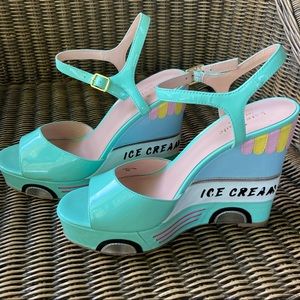 Kate Spade Dotty Ice Cream Wedge Sandals 8 Mint